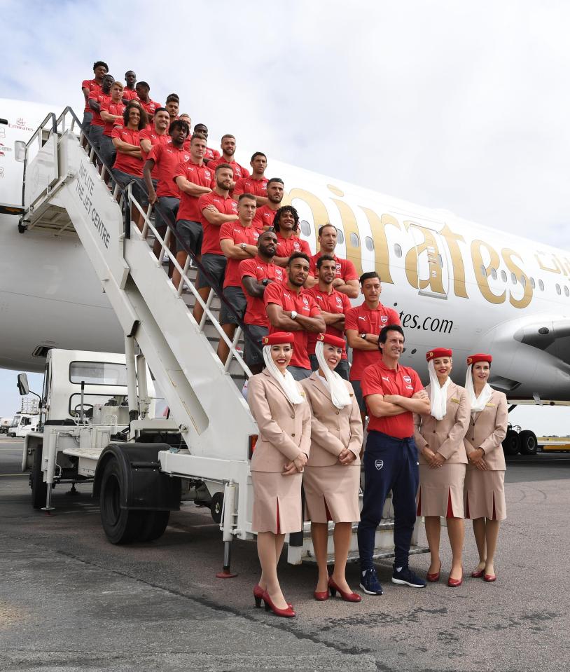  Arsenal lined up for a team photo before heading to Singapore