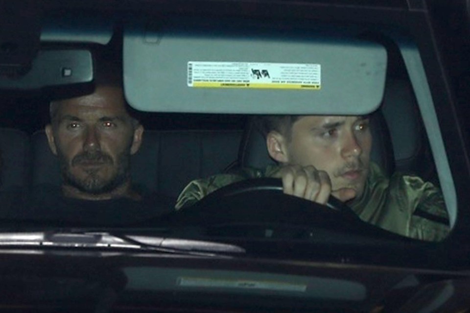 Brooklyn Beckham was pictured behind the wheel as he drove his family home after dinner 