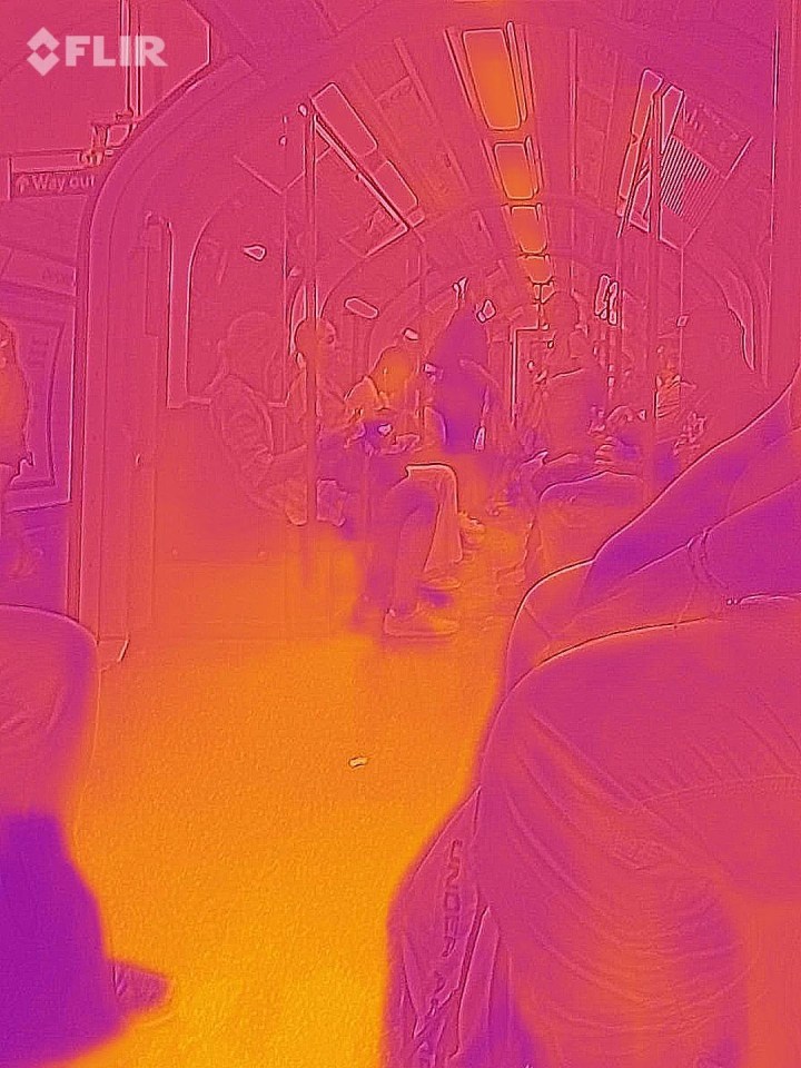 Infra-red imaging shows air temperatures as high as 42C on the London Underground today