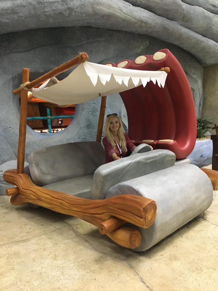  Sun writer Becky swaps places with The Flintstones in this lifelike model of their famous car