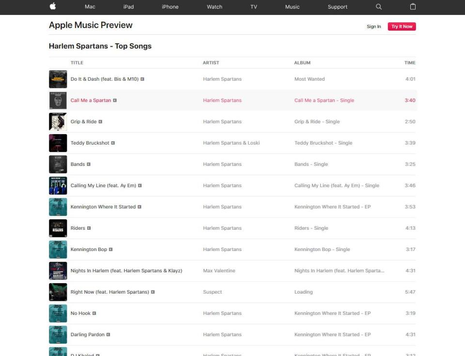  Harlem Spartans songs appeared for download on the Apple store in July