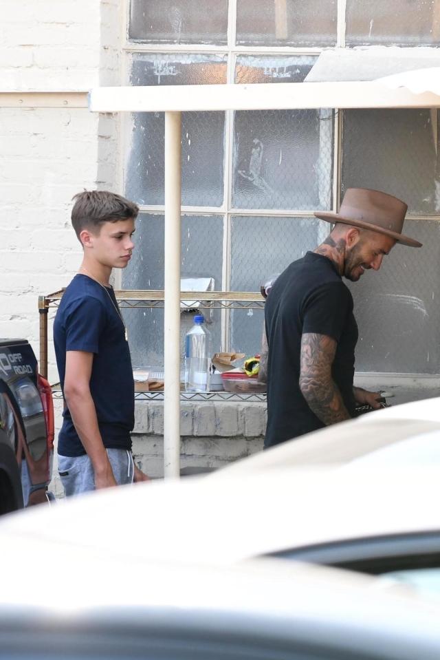  David Beckham and son Romeo went to a salon for a mani-pedi in LA