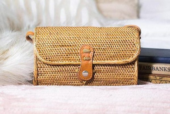  This rectangular rattan bag is equally as sophisticated