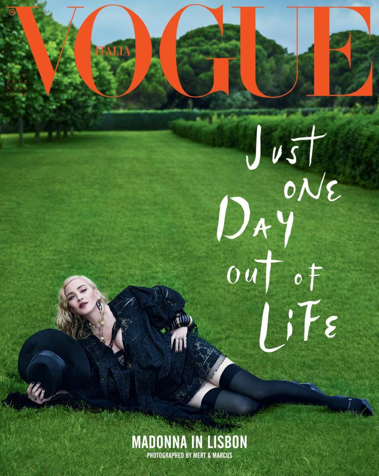  Madonna poses for Vogue Italia in black laced outfit