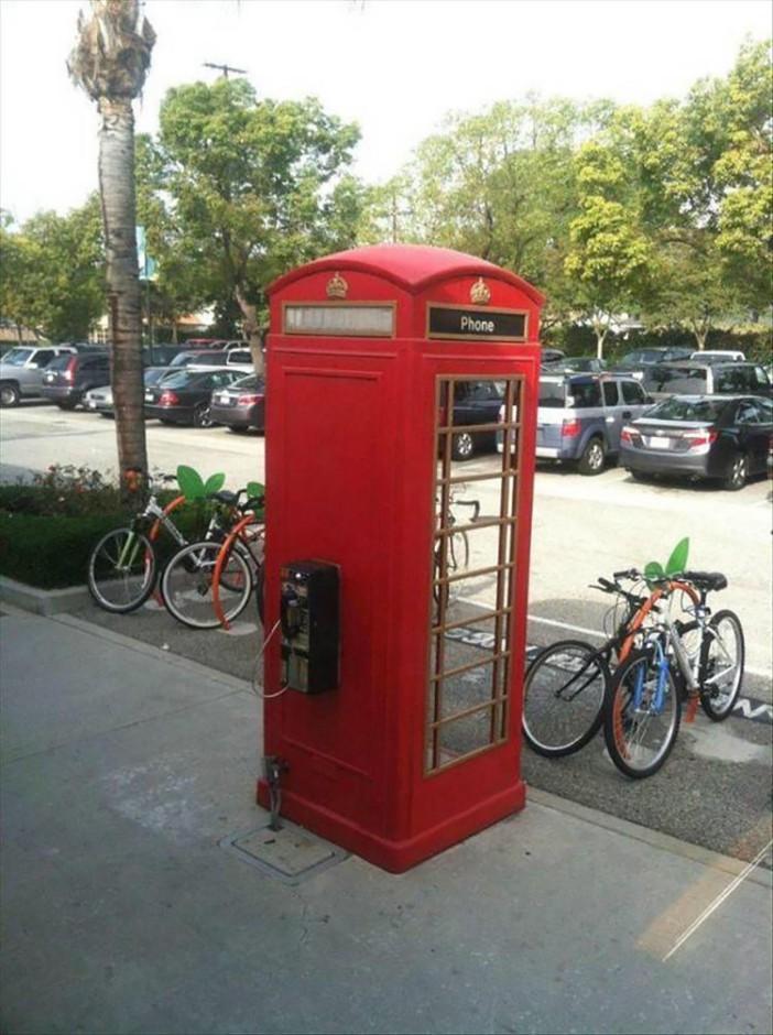 This phone-box is inside out