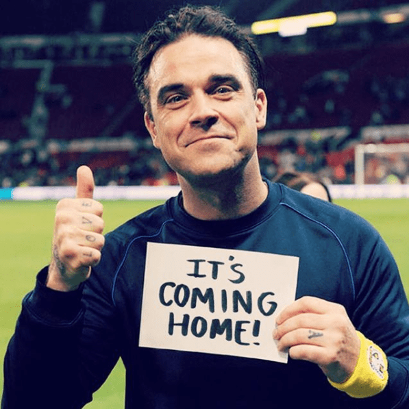  While Robbie Williams got behind the Three Lions as they took on Croatia