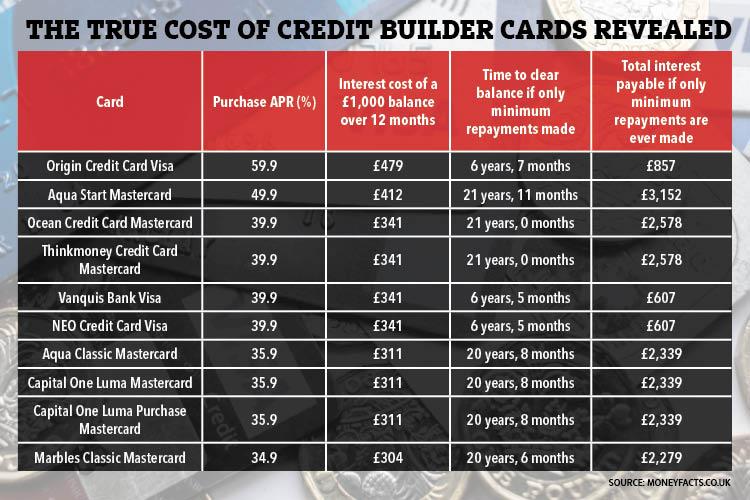  The table shows how much interest you'd pay on a debt of £1,000 over a year and how long it would take to clear your debt if you only make the minimum repayments each year