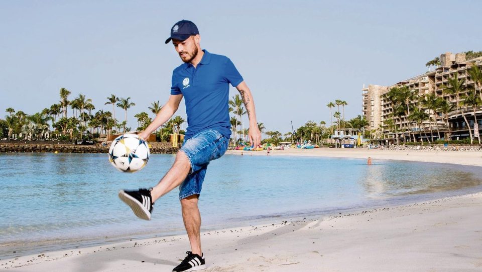  David Silva shows off his skills at Anfi del Mar resort on Gran Canaria after months when he feared for the life of his prematurely-born son Mateo