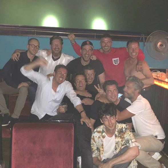 David Beckham watched England beat Colombia with a group of pals and forgot to wish Victoria Beckham a happy anniversary on social media