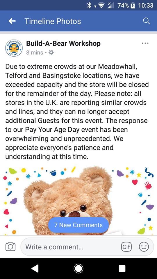  Some branches of Build-A-Bear have closed due to the demand for the event