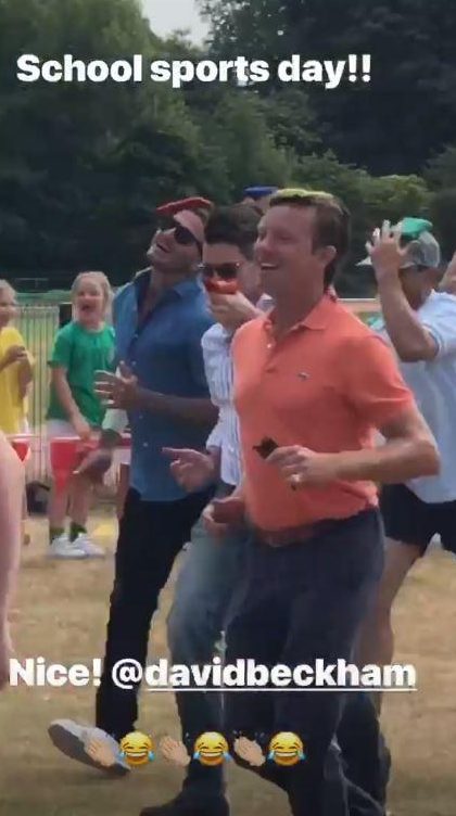 Victoria shared a video of David at sports day