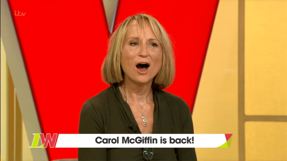  Carol McGiffin showed off the results of a new face lift on today's Loose Women