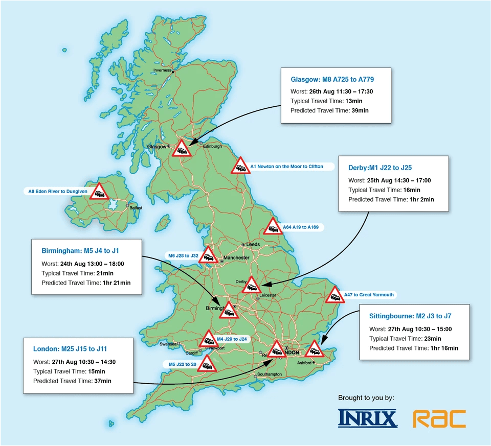  These sections of road are likely to be traffic hotspots this weekend