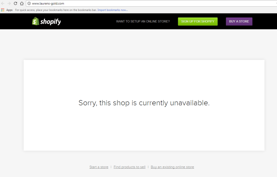  The brand's website says it's 'currently unavailable'