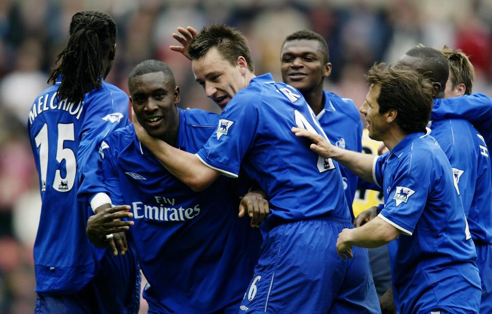  Carlton Cole celebrates scoring the winner for Chelsea against Sunderland in April 2003