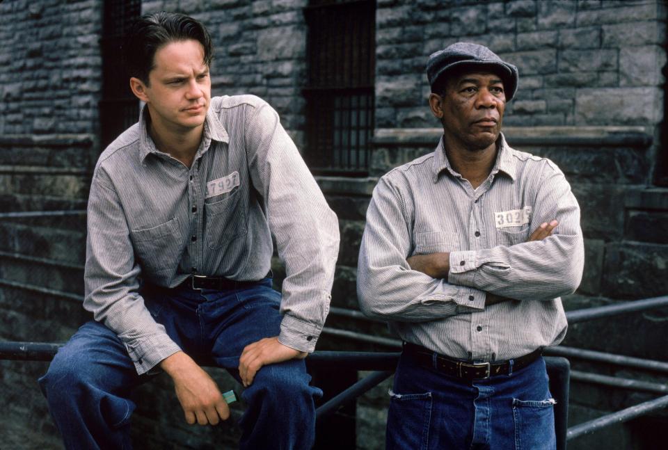  Shawshank Redemption follows a prison smuggler (Morgan Freeman) who helps a man escape from jail (Tim Robbins)