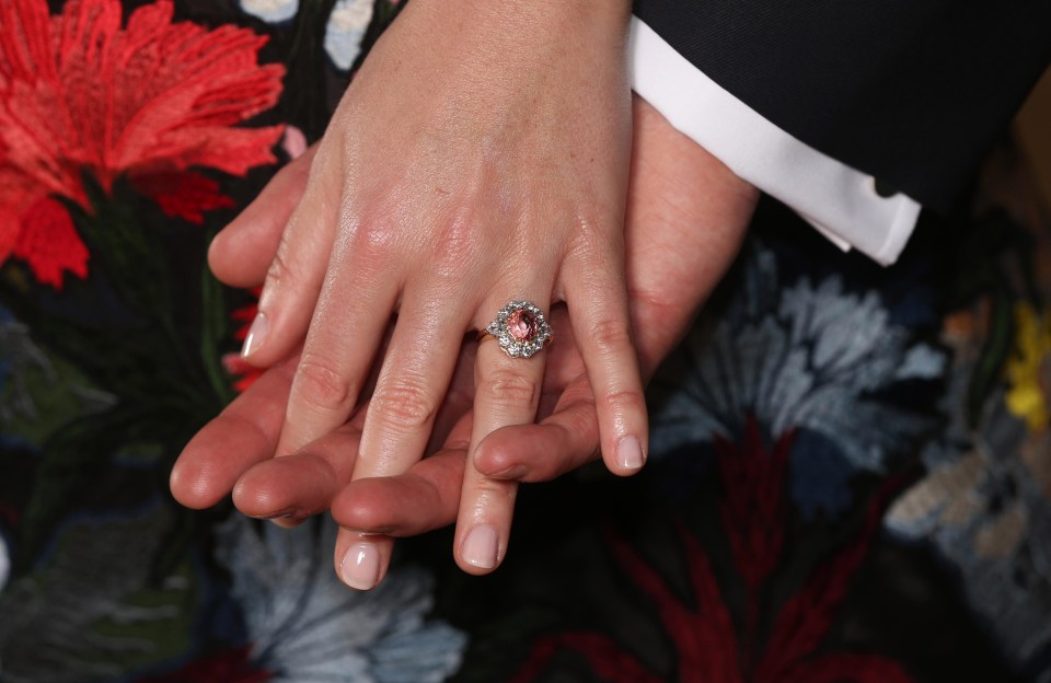 Princess Eugenie shows off her engagement ring as it’s rumoured her wedding will be bigger than that of Prince Harry and Meghan Markle