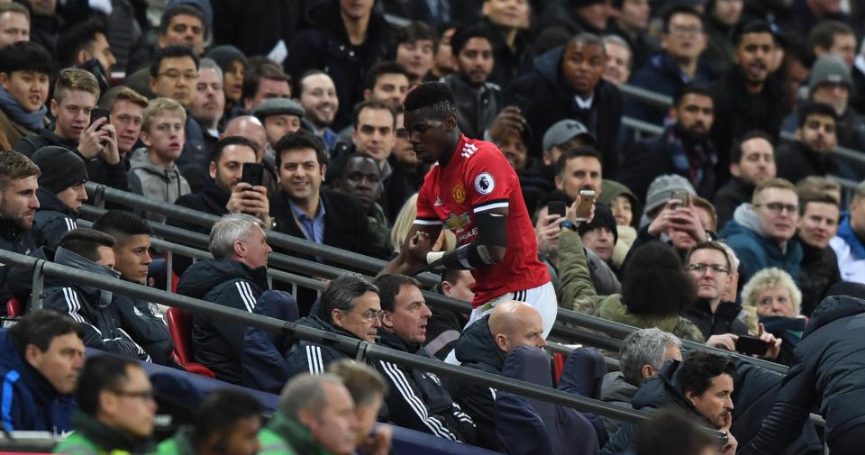  Paul Pogba was angered after being taken off against Spurs earlier this year