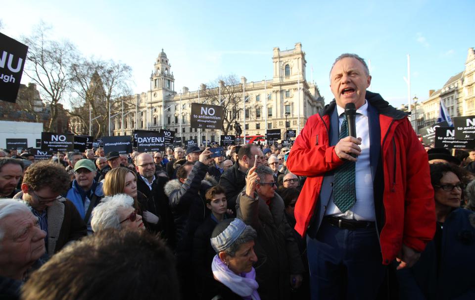  Labour MP John Mann, seen here speaking at a protest against anti-Semitism, has blasted Mr Corbyn