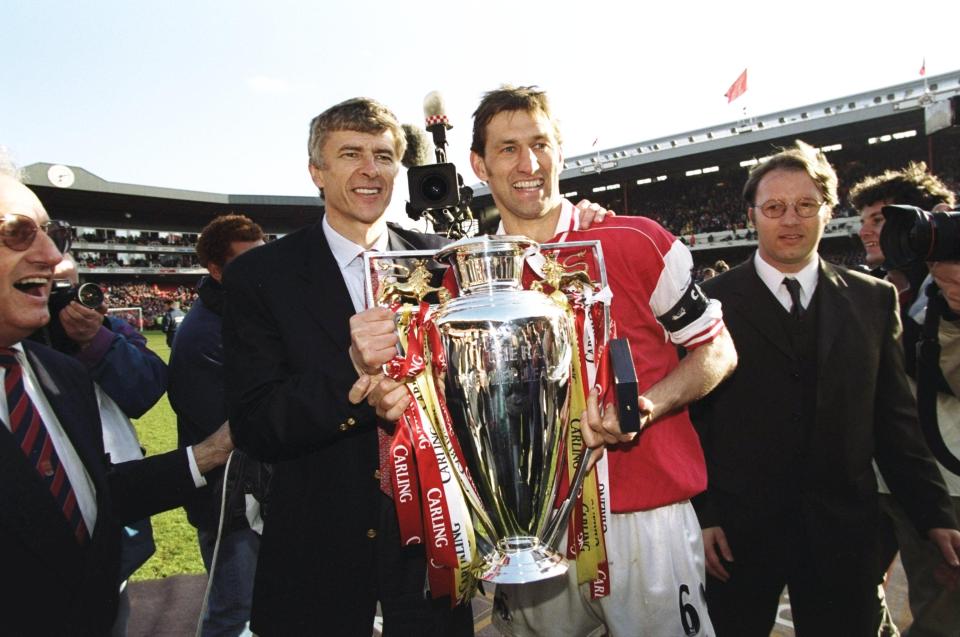  Tony Adams won four league titles at Arsenal including the 1998 Premier League under Arsene Wenger