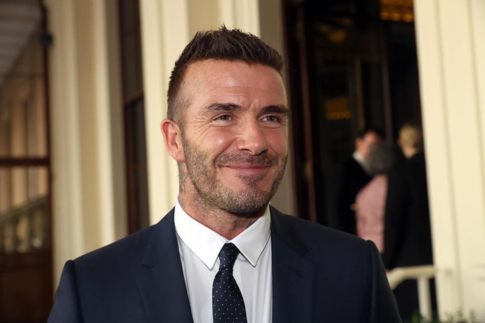  David Beckham's hairline looked a little straighter when he attended a reception at the Buckingham Palace