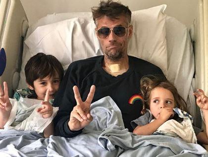  Richard with kids Iris and Arthur after waking up in hospital