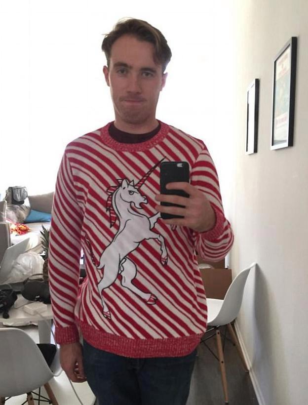 This man missed a small detail on his Christmas jumper