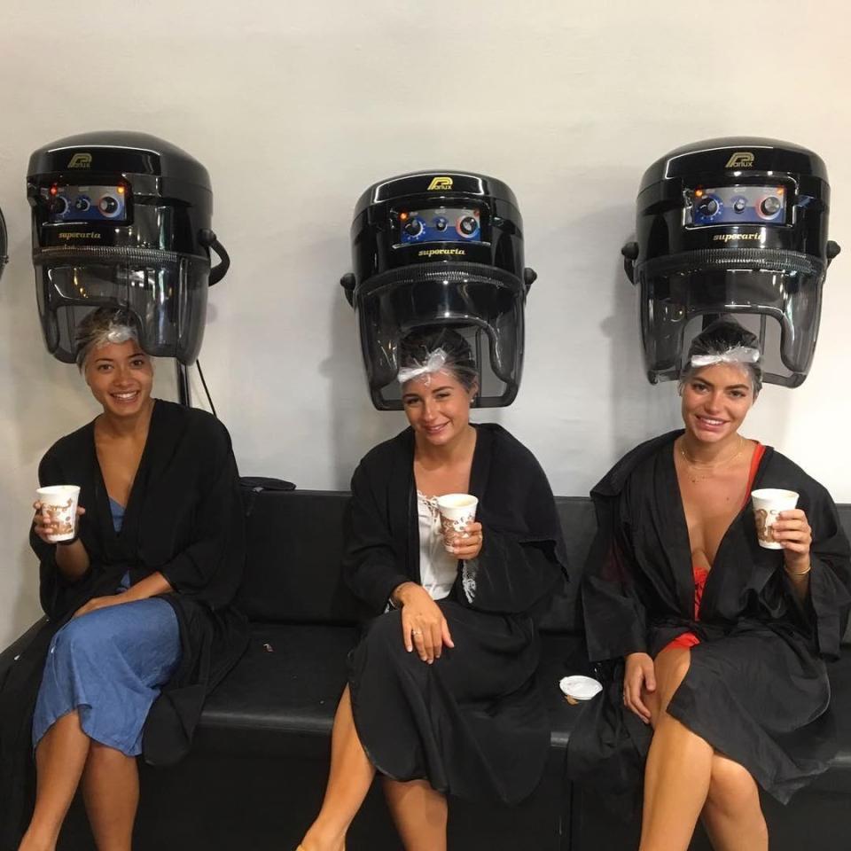  Kaz shared a snap of her getting her hair done alongside her pals Dani Dyer and Megan Barton-Hanson