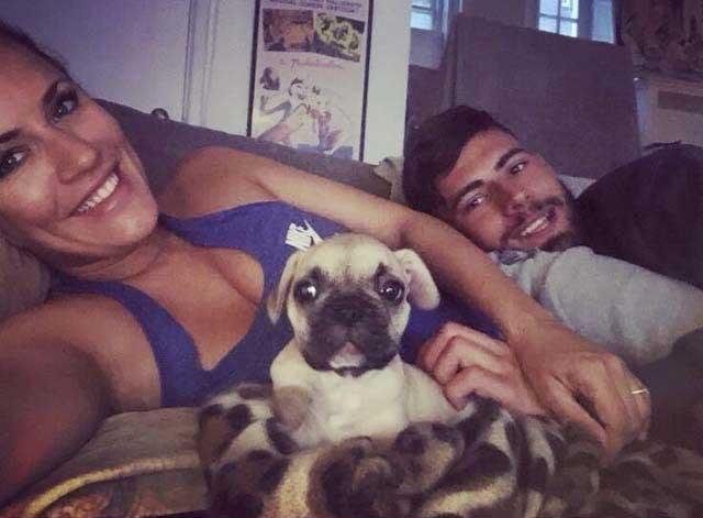  The couple at home together in London with their pet dog before the split