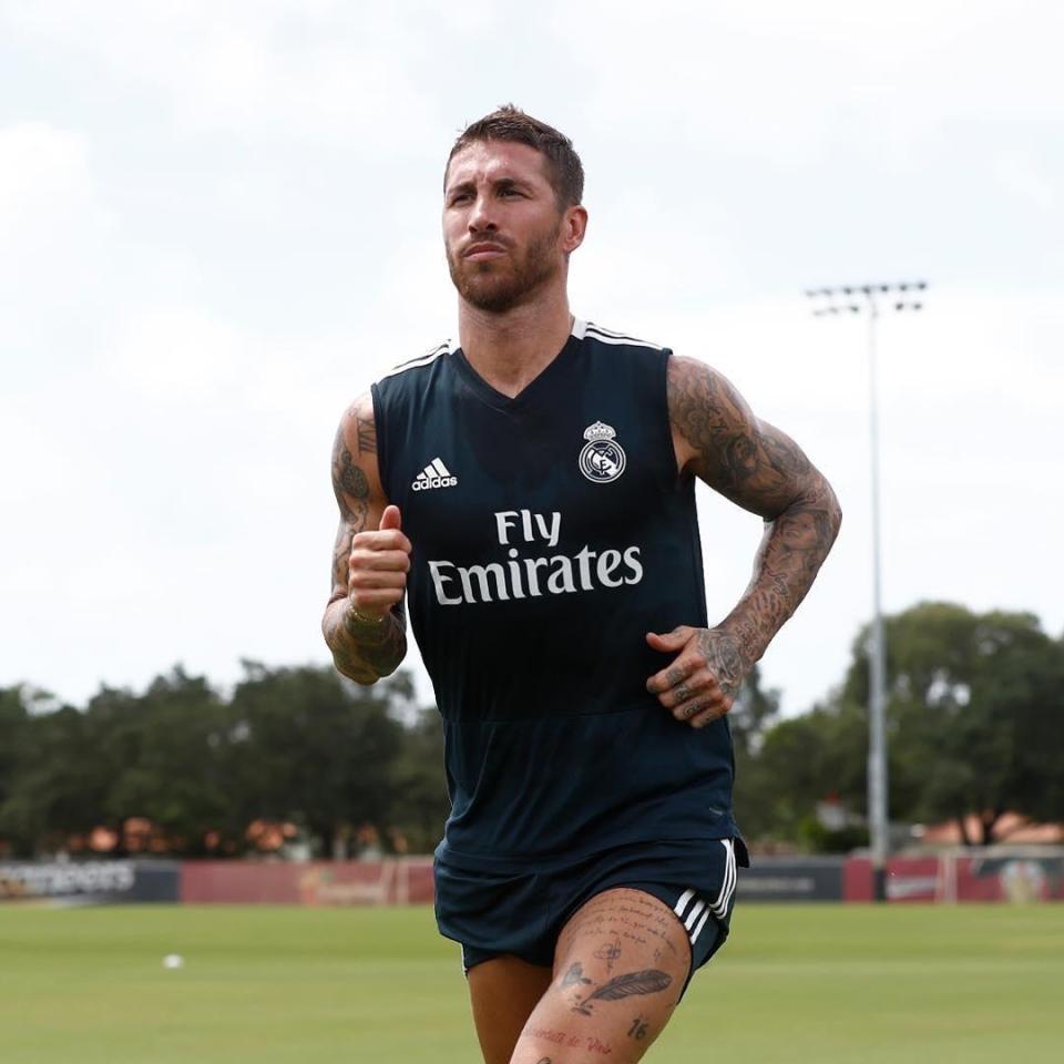  Sergio Ramos returned to training with Real Madrid on their pre-season tour in USA