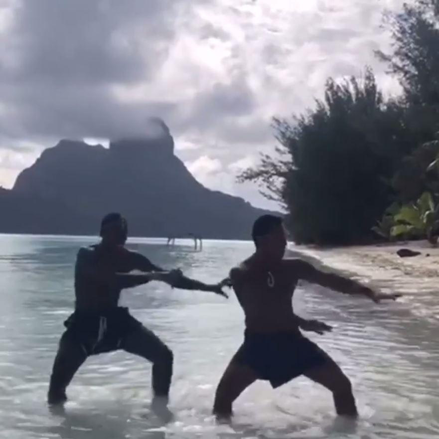  The dance moves were on show on the beach