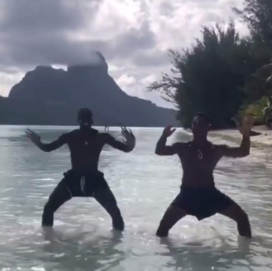  Pogba was joined on the beach by a local