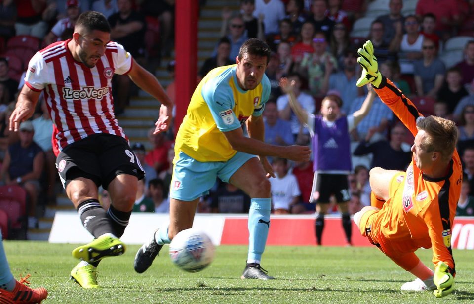  Brentford's Neal Maupay scores his side's second goal against Rotherham