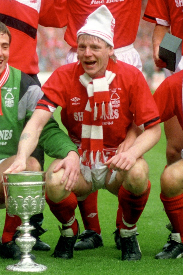 Pearce celebrates winning the 1989 Football League Cup final with Forest