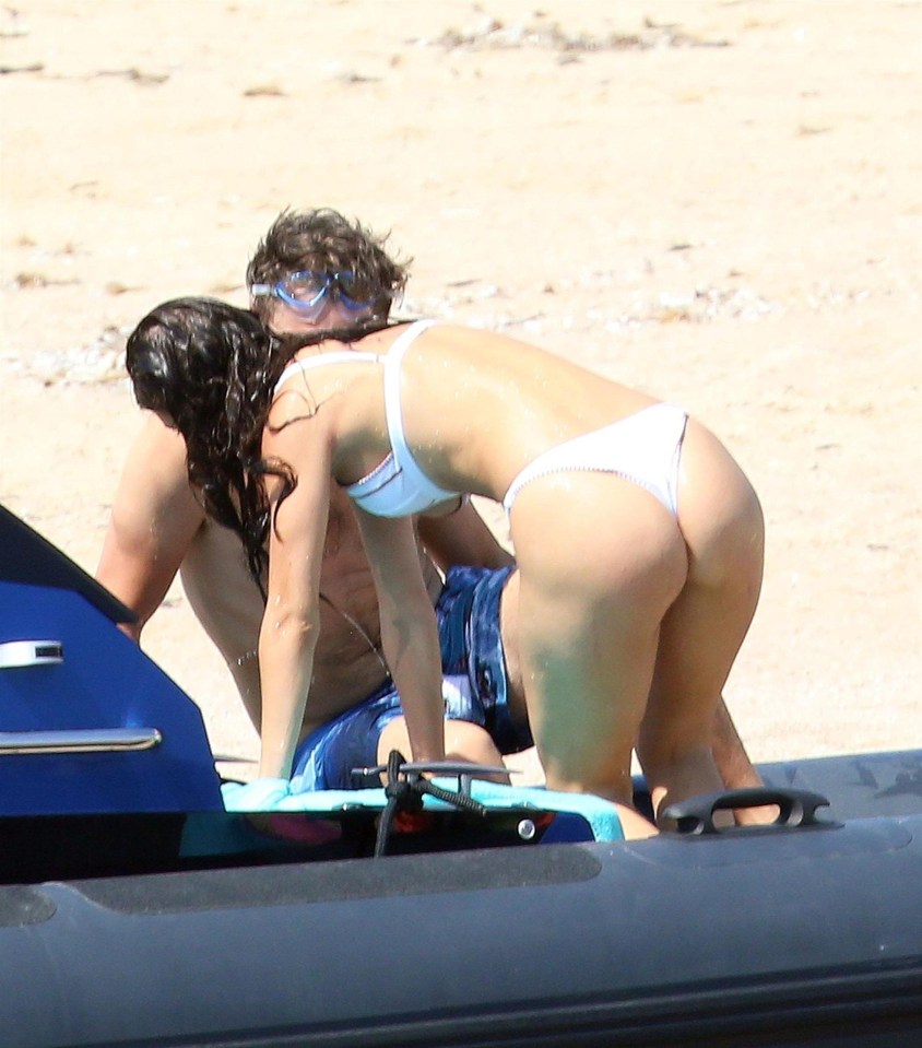 Camila and Leo looked very loved up as the messed about on the water