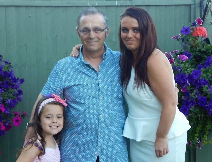  Rachel, her dad and daughter, pictured together before she developed symptoms