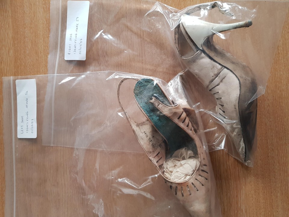 The white stiletto shoes have been returned to the family of Pauline Reade