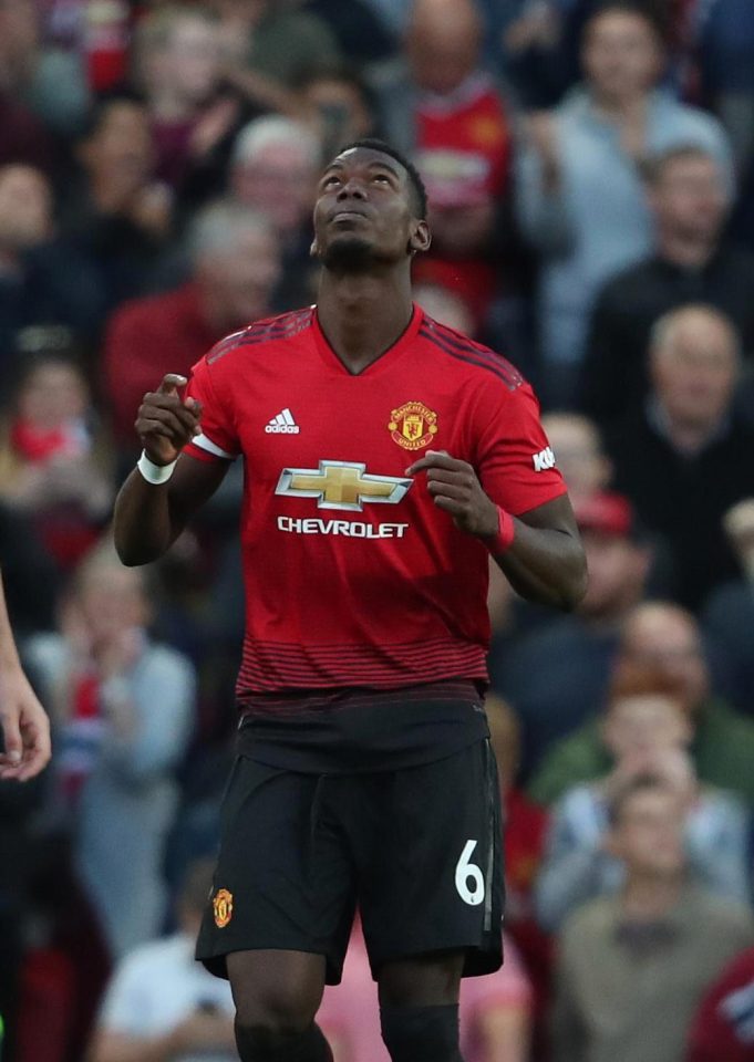  Paul Pogba reacts to scoring the opening goal as Manchester United beat Leicester City 2-1