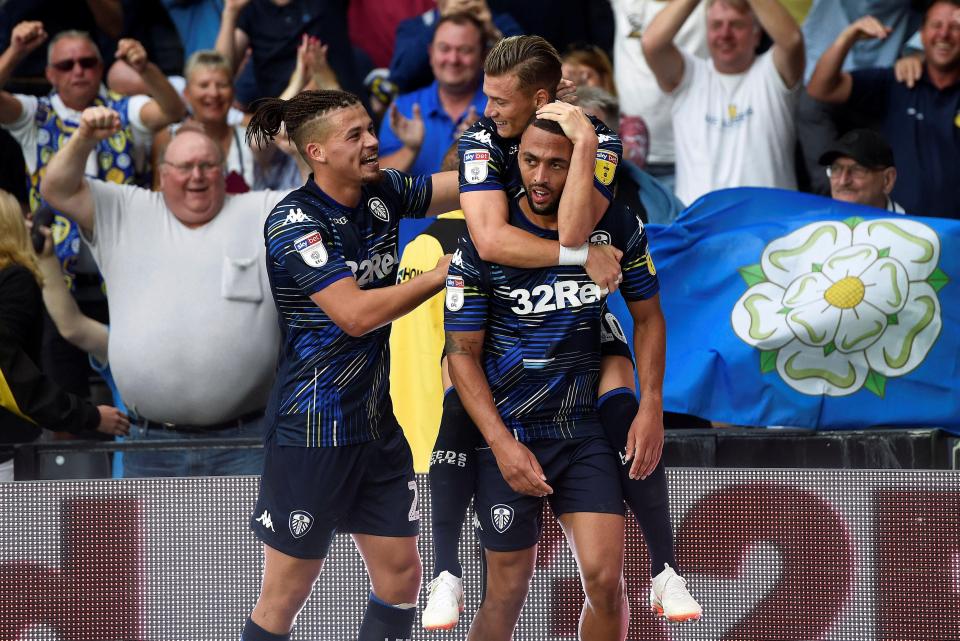  Kemar Roofe celebrates after his double strike