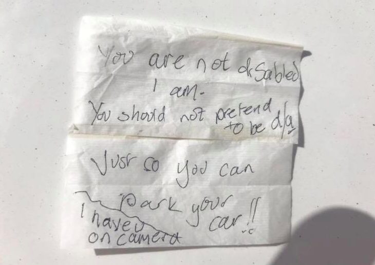 The vile note left on the shocked mum’s car after going to the beach