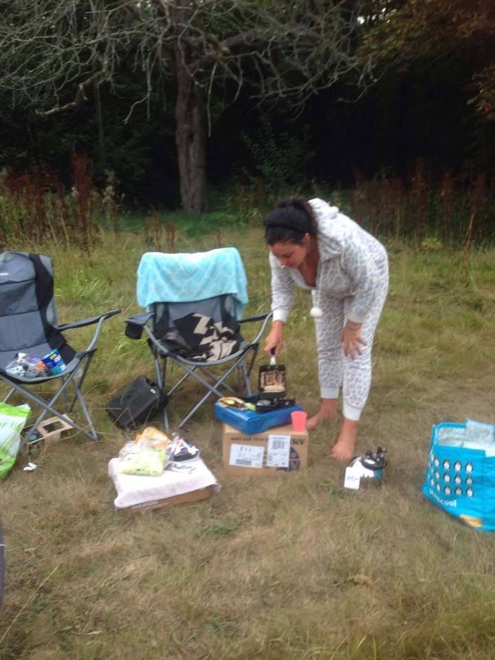 She is using a camping stove to cook on and is hoping to have moved into a proper house by winter