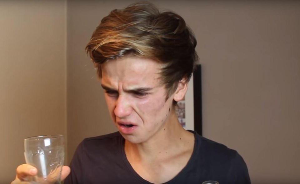 The vlogger chose to drink a bottle of double concentrate orange juice after being given the option of that or his own pee