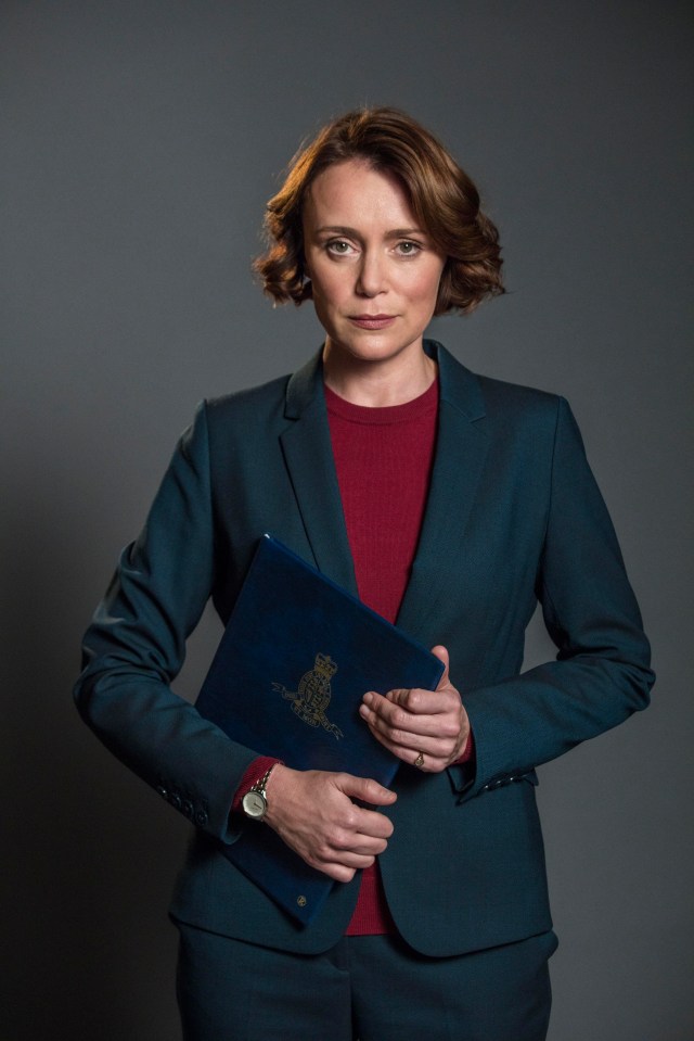 Keeley stars as Home Secretary Julia Montague