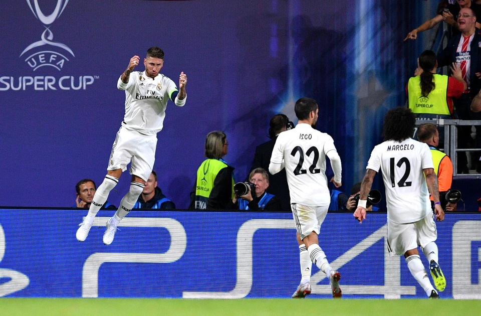  Sergio Ramos celebrates after giving Real Madrid the lead