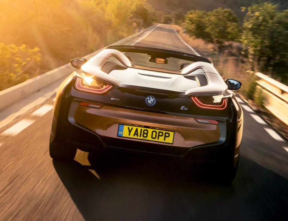  With 0-62mph in 4.2 seconds, this is the view you can generally expect to have of the i8 Roadster