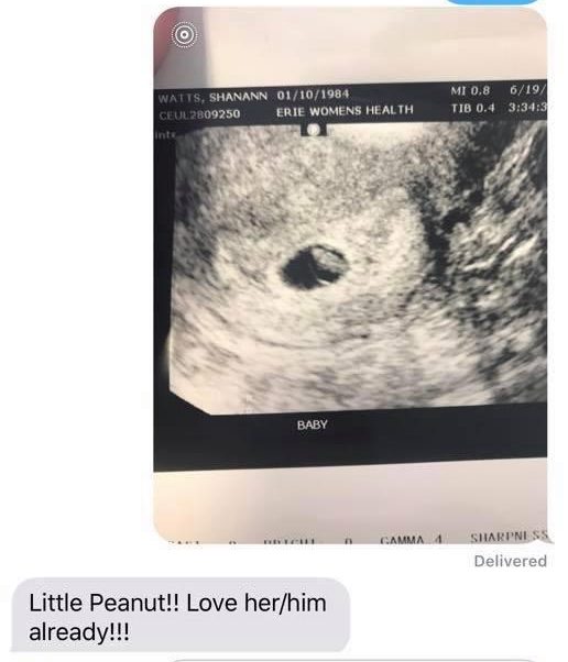  The phone message Watts sent his pregnant wife after she pinged him a photo of the ultrasound