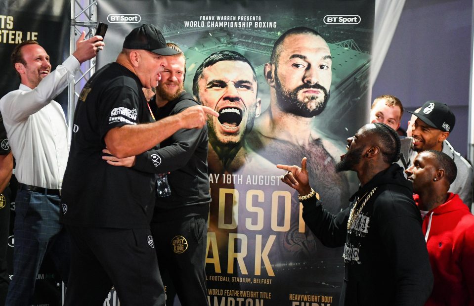  John Fury and Deontay Wilder clash in Belfast at Tyson Fury's weigh-in