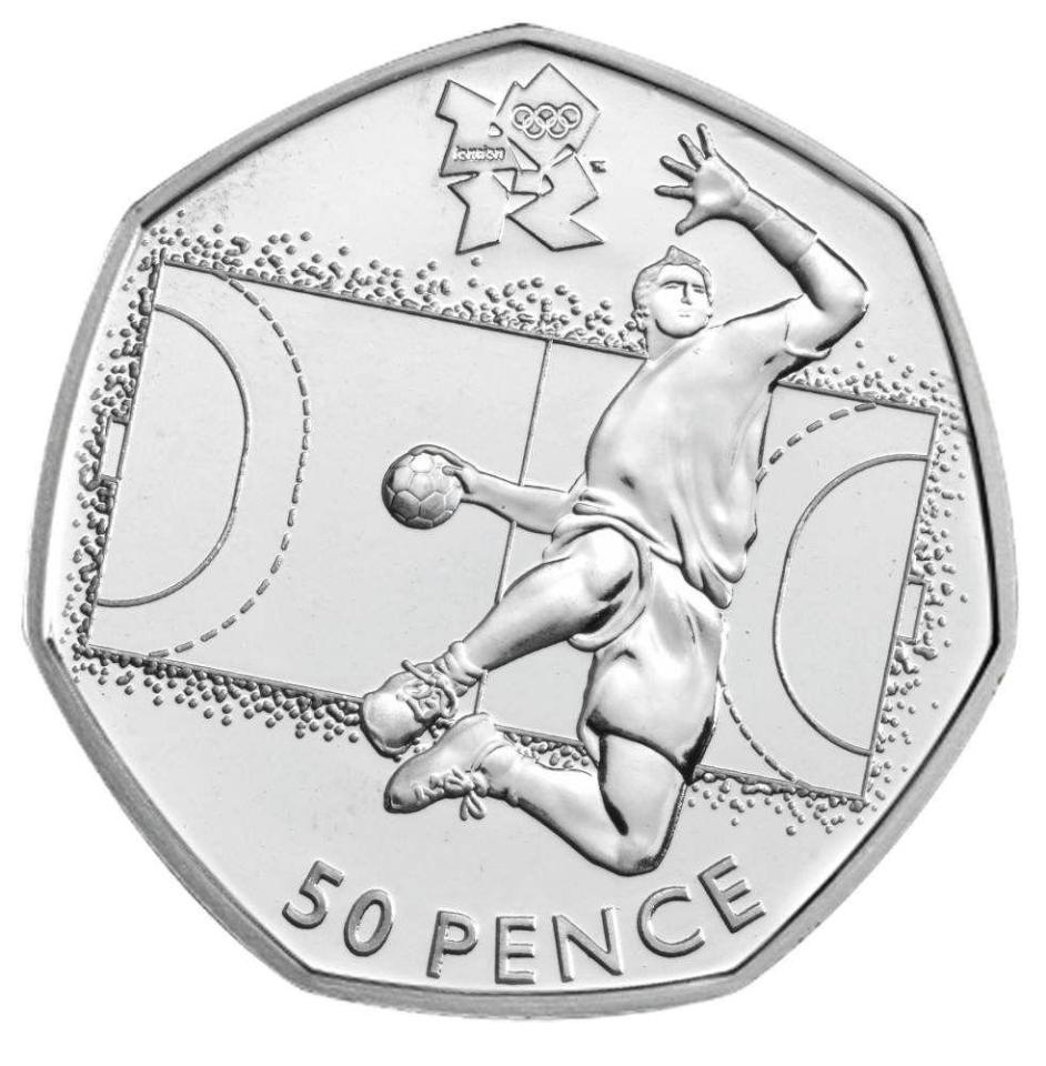  The handball coin is the sixth rarest Olympic 50p and is worth up to £7.50