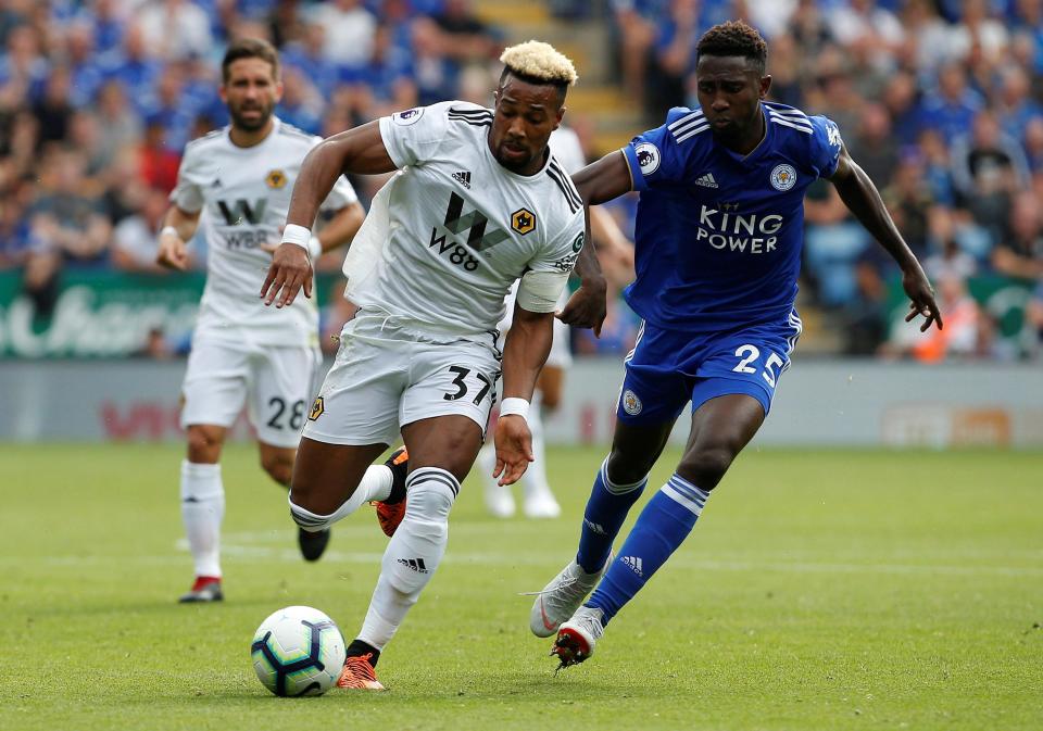  Wilfred Ndidi in action against Wolves for Leicester on Saturday