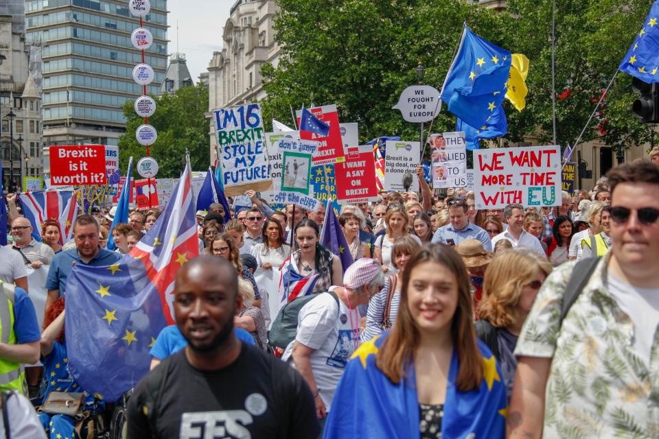  Brexit news: Thousands took to the streets of central London in June this year to voice their support for staying in the EU